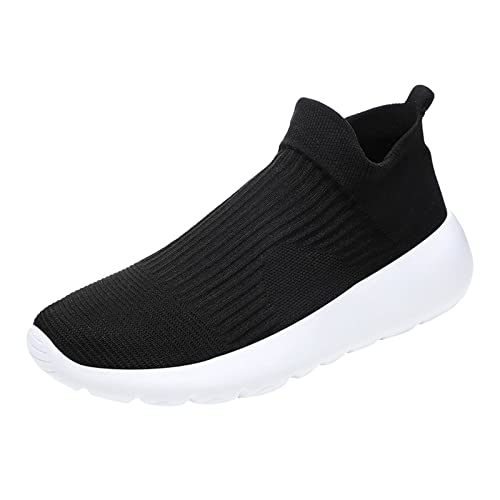 Gsheocm Herren Sneaker Weiß Männer Sportschuhe Neues Muster Sommer Mesh Atmungsaktiv Bequeme Einfache Einfarbige Slip On Modeschuhe Walkingschuhe von Gsheocm