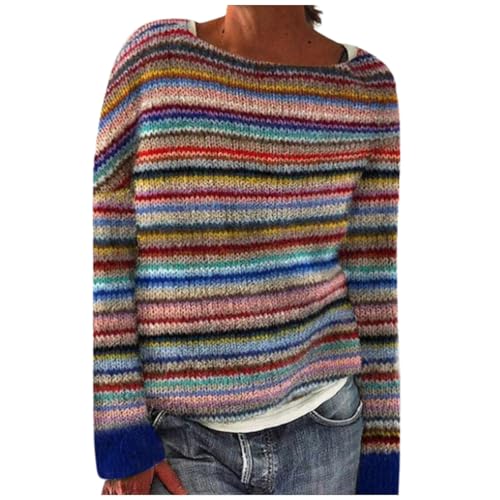 Gsheocm Norweger Pullover Damen Kaschmir Winterpullover Elegant Bunt Cashmere Strickpullover Damenpullover Langarm Elegant Wollpullover Rundhals Langarm GroßE GrößEn Bequem Weich Knit Sweater von Gsheocm