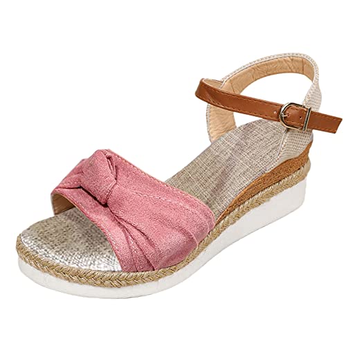 Gsheocm Sandalen Damen, Espadrilles FüR Damen Keilabsatz Klassische Keilsandalen Retro Schuhe Fischmaul Sandaletten Outdoorschuhe Atmungsaktiv Sandalette Elegante RöMersandalen von Gsheocm