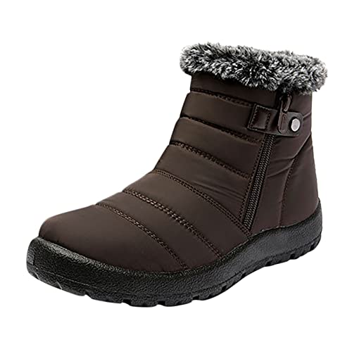 Gsheocm Schnürstiefeletten Damen Hallux Valgus Schuhe Snow Color Snowboots Bequemer Winterschuhe Reißverschluss warme Stiefel für FrauenPlüsch Damenstiefel Piratenstiefel Weitschaftstiefel xl von Gsheocm