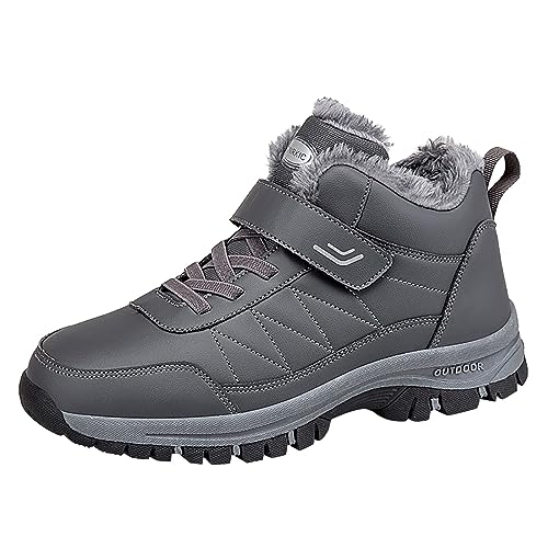 Gsheocm Schuhe Herren Winter Winterschuhe Herren Gefüttert Warm Verdickte Winterstiefel Knöchel Mode Casual Schneestiefel Anti-Rutsch Trekking Herrenschuhe Flach Winter Outdoor Boots Trekkingschuhe von Gsheocm