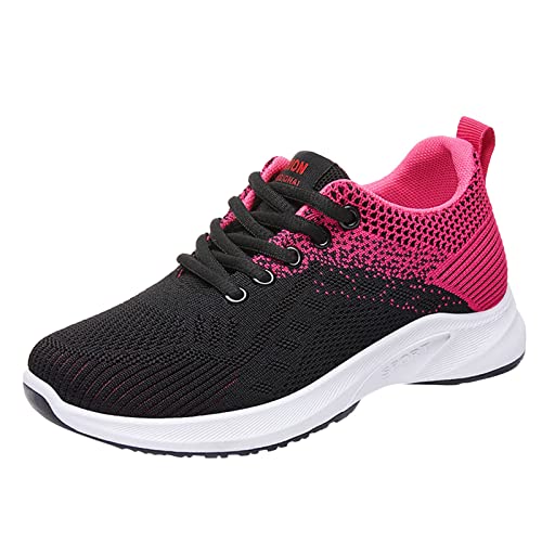 Gsheocm Sneaker Weiß Damen Mode Herbst Damen Turnschuhe Flacher Boden leicht bequem Mesh atmungsaktiv Schnüren Colorblock Design lässiger Stil Schuhe Damen Absatz von Gsheocm