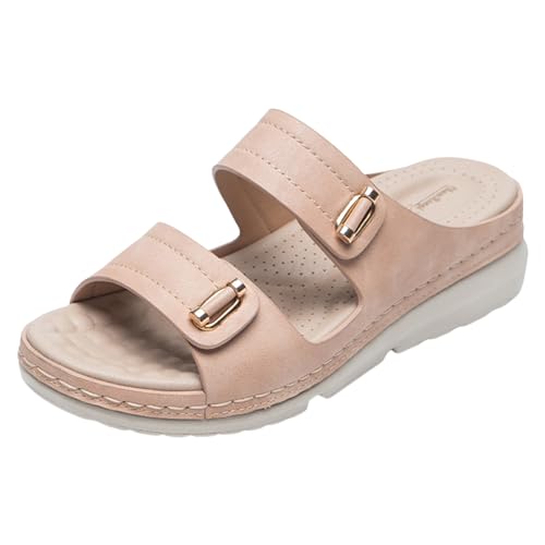 Keilabsatz Schuhe Damen, Sandalen Damen, Fashion Bequem Sandaletten Bohemian Atmungsaktiv Plateausandalen Casual Klassische Strandsandalen Outdoor Strand Slippers von Gsheocm