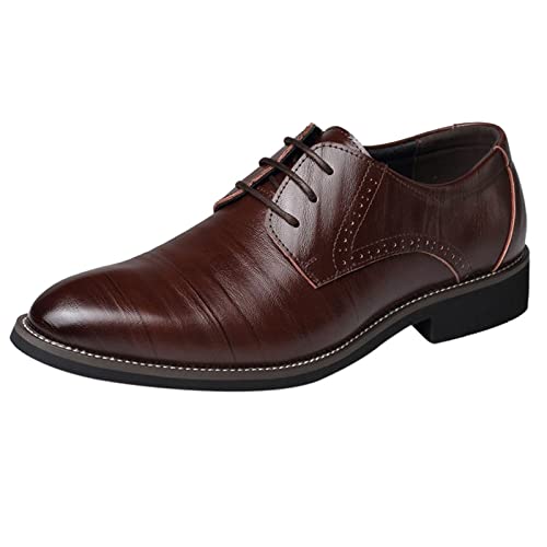 Lederschuhe für Herren Elegant bequem Anzugschuhe Klassischer Businessschuhe Lederschuhe Hochzeit Schuhe Abendschuhe wasserdichte rutschfest Schnürhalbschuhe Outdoor von Gsheocm