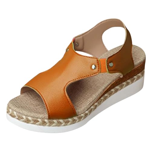 Sandalen Damen Sommer, Espadrilles FüR Damen Schwarz, Fashion Sandale Offene Zehen Schuhe Atmungsaktiv Sandaletten Freizeit Sommersandale Keilabsatz Keilsandalen von Gsheocm