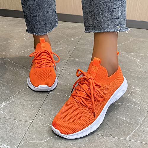 Sommerschuhe Damen, Sneaker & Sportschuhe Für Damen, Mesh Mode Barfußschuhe Leichtgewichts Atmungsaktiv Freizeitschuhe Flache Einfarbig Laufschuhe Schnürer Turnschuhe von Gsheocm