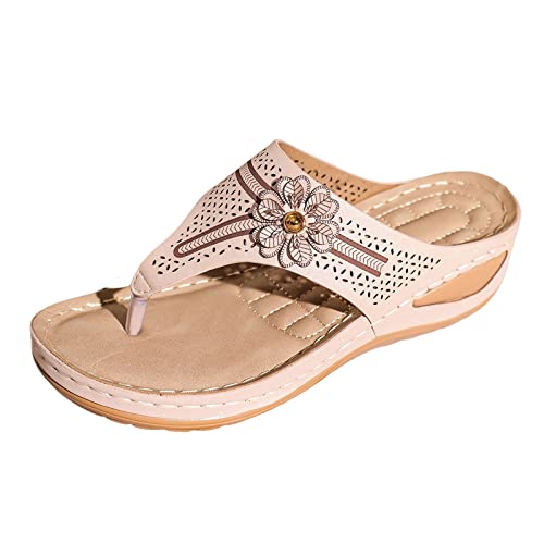 Zehensandalen Damen, Flip Flops Damen, Mode Offene Zehen Sandalen Sommer Geteilten Hausschuhe Strand Dicke Sohlen Sandaletten Freizeit Strandsandalen Bequem Keilsandalen von Gsheocm