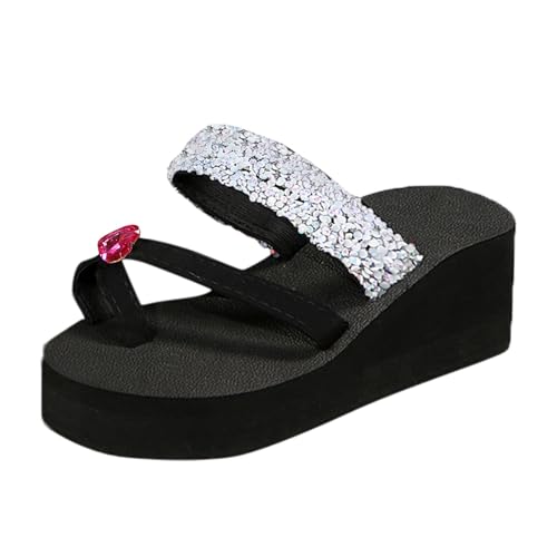 Zehensandalen Damen, Sandalen Damen Sommer, Geteilten Bequem Sandaletten Leichte Atmungsaktiv Strandsandalen Mode Freizeit Plateausandalen Offene Zehe Tanga Sandalen von Gsheocm