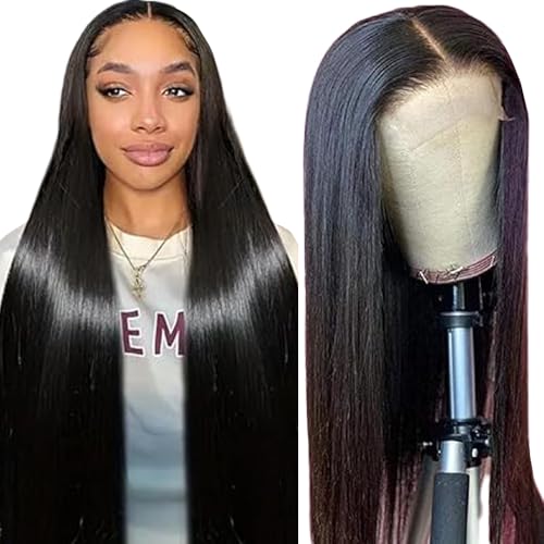Gsoroel 4x1 Lace Front Human Hair Wig Straight Glueless Wig Swiss Lace 1B Natural Black Color 150% Density Brazilian Virgin Menschliches Haar Pre Plucked With Baby Hair For Women 28 Inch Gsoroel 4x1 Lace Front Human Hair Wig Straight Glueless Wig Swiss Lace 1B Natural Black Color 150% Density Brazilian Virgin Menschliches Haar Pre Plucked With Baby Hair For Women 28 Inch von Gsoroel