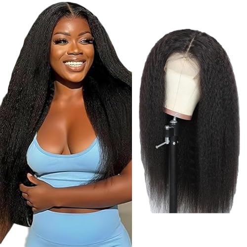 Gsoroel 4x1 Lace Front Human Hair Wig Yaki Straight Glueless Wig Swiss Lace 1B Natural Black Color 150% Density Brazilian Virgin Menschliches Haar Pre Plucked With Baby Hair For Women 28 Inch Gsoroel 4x1 Lace Front Human Hair Wig Yaki Straight Glueless Wig Swiss Lace 1B Natural Black Color 150% Density Brazilian Virgin Menschliches Haar Pre Plucked With Baby Hair For Women 28 Inch von Gsoroel