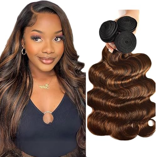 Gsoroel Body Wave Bundles Human Hair Extension 100% Unprocessed Menschliches Haar p4/30 Highlight Brown Echthaar Perücke Brazilian Virgin Hair No Tangle For Women 3 Bundles Total 300g 22 24 26 Inch Gsoroel Body Wave Bundles Human Hair Extension 100% Unprocessed Menschliches Haar p4/30 Highlight Brown Echthaar Perücke Brazilian Virgin Hair No Tangle For Women 3 Bundles Total 300g 22 24 26 Inch von Gsoroel