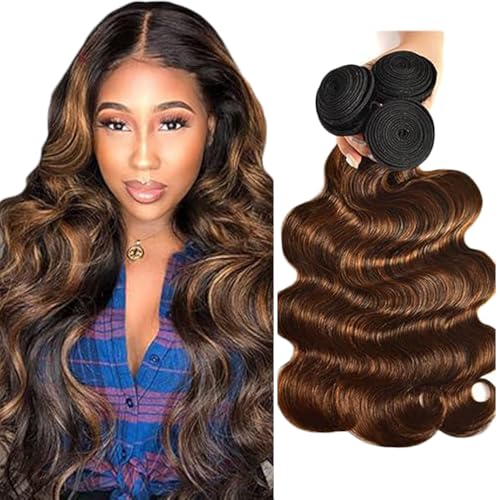 Gsoroel Body Wave Bundles Human Hair Extension 100% Unprocessed Menschliches Haar p4/30 Highlight Brown Echthaar Perücke Brazilian Virgin Hair No Tangle For Women 3 Bundles Total 300g 30 32 34 Inch Gsoroel Body Wave Bundles Human Hair Extension 100% Unprocessed Menschliches Haar p4/30 Highlight Brown Echthaar Perücke Brazilian Virgin Hair No Tangle For Women 3 Bundles Total 300g 30 32 34 Inch von Gsoroel