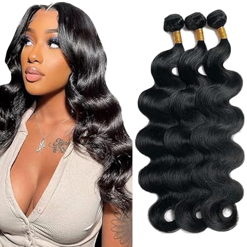 Gsoroel Body Wave Bundles Human Hair Extension Unprocessed Menschliches Haar #1B Natural Black Brazilian Virgin Hair Minimal Shedding For Women 3 Bundles Total 300g 18 20 22 Inch Gsoroel Body Wave Bundles Human Hair Extension Unprocessed Menschliches Haar #1B Natural Black Brazilian Virgin Hair Minimal Shedding For Women 3 Bundles Total 300g 18 20 22 Inch von Gsoroel