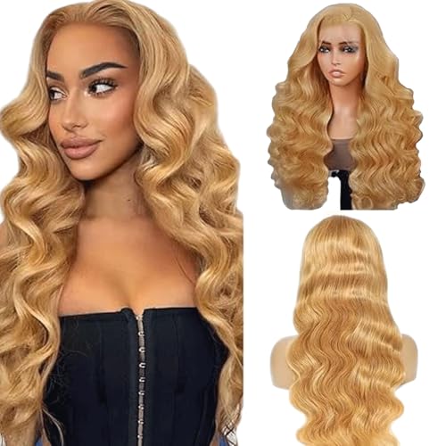 Gsoroel Body Wave Lace Front Wig Menschliches Haar 13x6 HD Transparent Human Hair Lace Front Wig for Women #27 Honey Blonde Colo Menschliches Haar Wigs Pre Plcked Frontal Wigs with Baby Hair 32 Zoll Gsoroel Body Wave Lace Front Wig Menschliches Haar 13x6 HD Transparent Human Hair Lace Front Wig for Women #27 Honey Blonde Colo Menschliches Haar Wigs Pre Plcked Frontal Wigs with Baby Hair 32 Zoll von Gsoroel