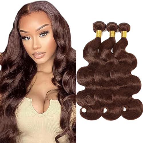 Gsoroel Body Wave Bundles Human Hair Extension Unprocessed Menschliches Haar #4 Chocolate Brown Brazilian Virgin Hair Minimal Shedding For Women 3 Bundles Total 300g 16 18 20 Inch Gsoroel Body Wave Bundles Human Hair Extension Unprocessed Menschliches Haar #4 Chocolate Brown Brazilian Virgin Hair Minimal Shedding For Women 3 Bundles Total 300g 16 18 20 Inch von Gsoroel