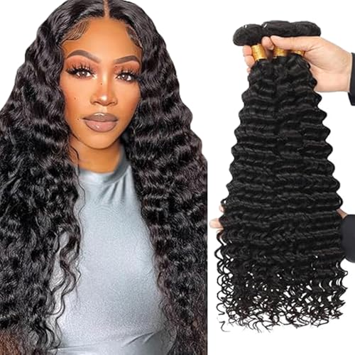 Gsoroel Deep Wave Bundles Human Hair Extension 100% Unprocessed Menschliches Haar 1B Natural Black Echthaar Perücke Brazilian Virgin Hair No Tangle For Women 3 Bundles Total 300g 12 14 16 Zoll Gsoroel Deep Wave Bundles Human Hair Extension 100% Unprocessed Menschliches Haar 1B Natural Black Echthaar Perücke Brazilian Virgin Hair No Tangle For Women 3 Bundles Total 300g 12 14 16 Zoll von Gsoroel