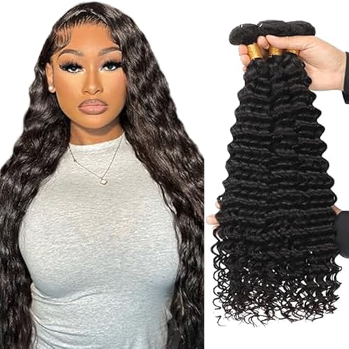 Gsoroel Deep Wave Bundles Human Hair Extension 100% Unprocessed Menschliches Haar 1B Natural Black Echthaar Perücke Brazilian Virgin Hair No Tangle For Women 3 Bundles Total 300g 24 26 28 Zoll Gsoroel Deep Wave Bundles Human Hair Extension 100% Unprocessed Menschliches Haar 1B Natural Black Echthaar Perücke Brazilian Virgin Hair No Tangle For Women 3 Bundles Total 300g 24 26 28 Zoll von Gsoroel