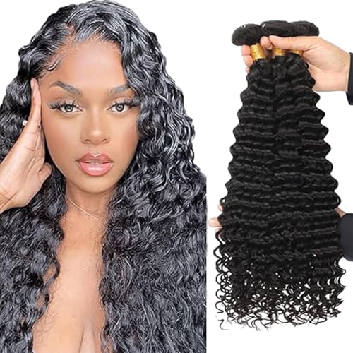 Gsoroel Deep Wave Bundles Human Hair Extension Menschliches Haar 1B Natural Black Echthaar Perücke Brazilian Virgin Hair For Women 3 Bundles Total 300g 26 28 30 Inch Gsoroel Deep Wave Bundles Human Hair Extension Menschliches Haar 1B Natural Black Echthaar Perücke Brazilian Virgin Hair For Women 3 Bundles Total 300g 26 28 30 Inch von Gsoroel