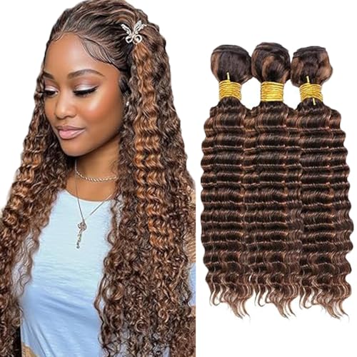 Gsoroel Deep Wave Bundles Human Hair Extension 100% Unprocessed Menschliches Haar p4/30 Highlight Brown Echthaar Perücke Brazilian Virgin Hair No Tangle For Women 3 Bundles Total 300g 14 16 18 Inch Gsoroel Deep Wave Bundles Human Hair Extension 100% Unprocessed Menschliches Haar p4/30 Highlight Brown Echthaar Perücke Brazilian Virgin Hair No Tangle For Women 3 Bundles Total 300g 14 16 18 Inch von Gsoroel
