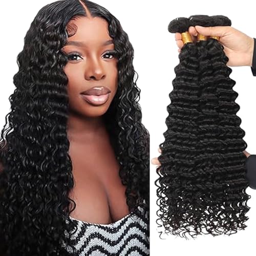 Gsoroel Deep Wave Bundles Human Hair Extension Unprocessed Menschliches Haar #1B Natural Black Brazilian Virgin Hair Minimal Shedding For Women 3 Bundles Total 300g 20 22 24 Inch Gsoroel Deep Wave Bundles Human Hair Extension Unprocessed Menschliches Haar #1B Natural Black Brazilian Virgin Hair Minimal Shedding For Women 3 Bundles Total 300g 20 22 24 Inch von Gsoroel