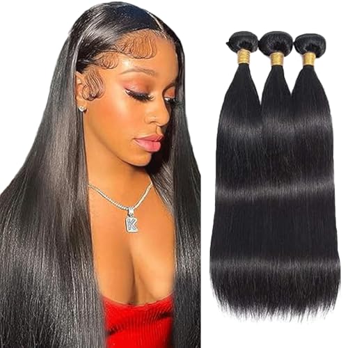 Gsoroel Straight Bundles Human Hair Extension Unprocessed Menschliches Haar #1B Natural Black Brazilian Virgin Hair Minimal Shedding For Women 3 Bundles Total 300g 16 18 20 Inch Gsoroel Straight Bundles Human Hair Extension Unprocessed Menschliches Haar #1B Natural Black Brazilian Virgin Hair Minimal Shedding For Women 3 Bundles Total 300g 16 18 20 Inch von Gsoroel