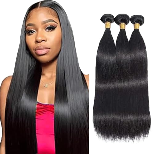 Gsoroel Straight Bundles Human Hair Extension Unprocessed Menschliches Haar #1B Natural Black Brazilian Virgin Hair Minimal Shedding For Women 3 Bundles Total 300g 24 26 28 Inch Gsoroel Straight Bundles Human Hair Extension Unprocessed Menschliches Haar #1B Natural Black Brazilian Virgin Hair Minimal Shedding For Women 3 Bundles Total 300g 24 26 28 Inch von Gsoroel