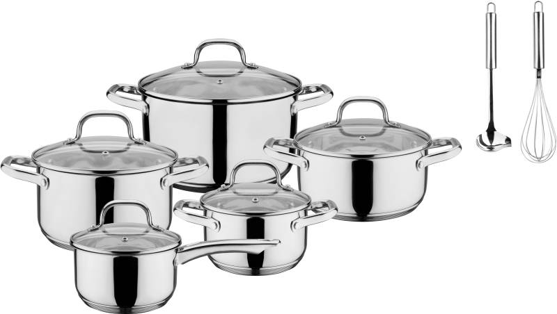 GSW Topf-Set "Trentino" Set, je 1 Fleischtopf 16/20/24 cm, 1x Kasserolle 16 cm, 1x Bratentopf 20 cm, 12 Stk. tlg. Edelstahl von GSW