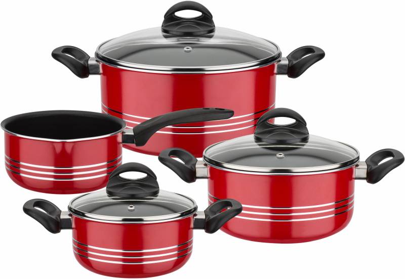 GSW Topf-Set "Milano color" Set, je 1 Kochtopf Ø 16/20/24 cm, 1x Stielkasserolle Ø 16 cm, 7 Stk. tlg. Aluminium  Leichtmetall-Legierung von GSW