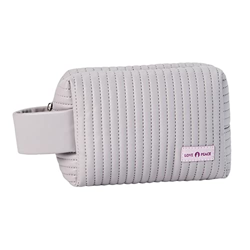 Große Make -up -Tasche mit Griff, große Kapazität weiche Leder -Sachen Tasche Hautpflege -Taschen süße Toilettenbeutel Taschen Organizer -Beutel für Heimreisen (Hellviolett) von Gsycle