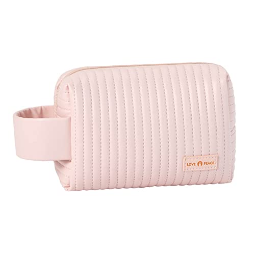 Große Make -up -Tasche mit Griff, große Kapazität weiche Leder -Sachen Tasche Hautpflege -Taschen süße Toilettenbeutel Taschen Organizer -Beutel für Heimreisen (Rosa) von Gsycle