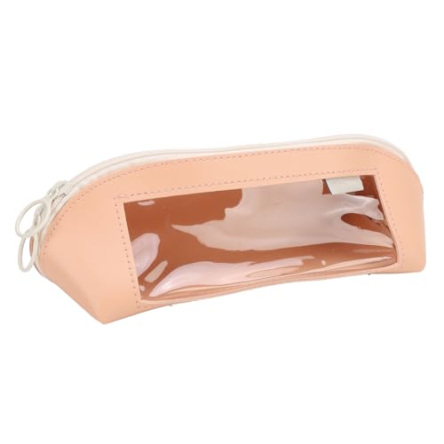 Lederstiftetasche, niedliche sichtbare Großkapazität Ästhetik großer Bleistiftbeutel Kleiner Make -up -Tasche für Geldbörse Lederstiftbeutel für Schulbüro Frau Mann Mann (Rosa) von Gsycle