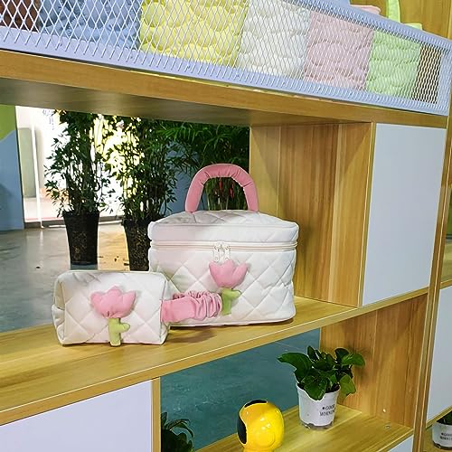 Kosmetikbeutel, Cord -Tulpe große Kapazität Toilettenstraße Aufbewahrungsbeutel Make -up -Beutel -Reiseorganisator für Frauen Mädchen Reisen Essentials (Beige Large Size 30x12x22cm/11.8x4.7x8.7in) von Gsycle