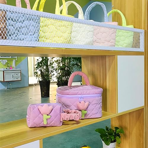 Kosmetikbeutel, Cord -Tulpe große Kapazität Toilettenstraße Aufbewahrungsbeutel Make -up -Beutel -Reiseorganisator für Frauen Mädchen Reisen Essentials (Taro Purple Large) von Gsycle