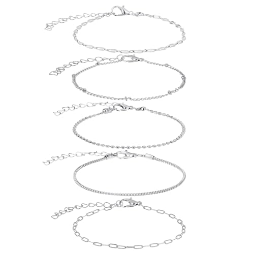 Gtziqa 10 Stück Herren Armband Edelstahl, Verstellbares Dünnes Armband Herren Silber Schlangen-Twist-Seil Box-Perlen Büroklammer Cuban Link Armbänder für Männer Damen Mens Jewellery Geschenke von Gtziqa