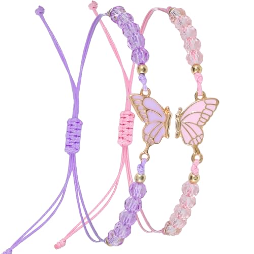 Gtziqa 2 Stück Freundschaftsarmbänder, Schmetterlingsarmbänder Verstellbares Handgefertigte BFF-Armbänder Passende Freundschaftsarmband für Beste Freunde Schmuckgeschenke von Gtziqa
