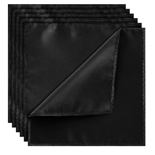 Gtziqa 6 Stück Einstecktuch Schwarz, Einstecktuch Seide 22 x 22 cm Weiches Vorgefaltetes Einstecktücher für Herren Hochzeit Party von Gtziqa