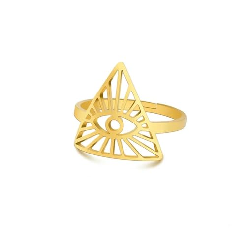 Allwissendes Auge Gottes Ring Frauen Edelstahl Gold Farbe Verstellbare Ringe Magie Hexe Amulett Schutz Schmuck Geschenk von Gu Feng