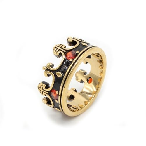 Antike römische Rubinkrone Gothic Titan Stahl Vintage Ringe für Männer und Frauen Vampir Schmuck von Gu Feng