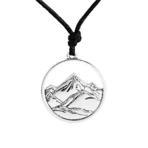 Coole hohle 3D-Landschaft Berge Charm Halskette Frauen Verstellbare Seilkette Slivery Goldener runder Anhänger Schmuck Geschenk von Gu Feng