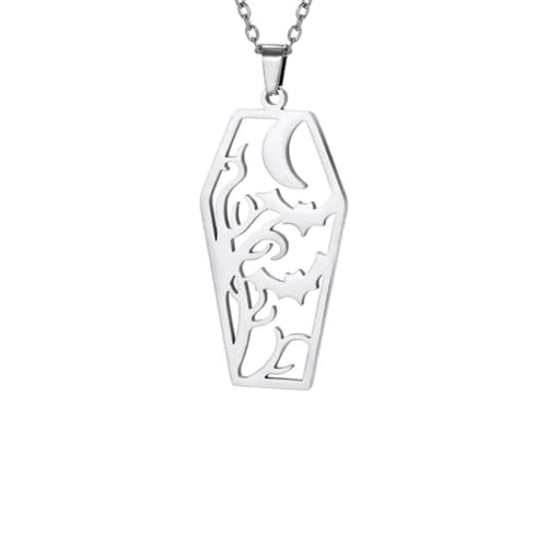 Goth Fledermaus Sarg Anhänger Halskette Frauen Edelstahl Halskette Gothic Geist Spinnennetz Party Schmuck Geschenk von Gu Feng