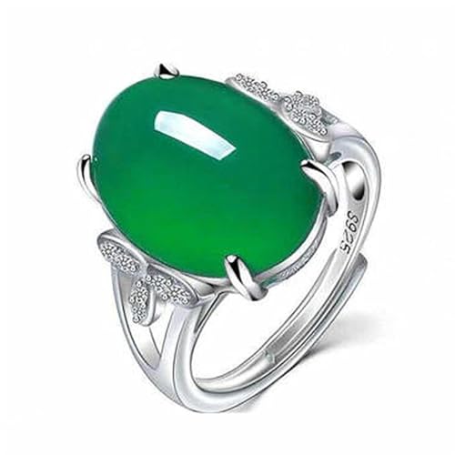 Grüner Achat Offener Ring Einfacher Vintage-Kristallring Chrysopras Roter Jaspisring von Gu Feng