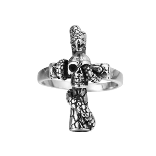 Gu Feng Accessoires Persönlichkeit Vintage Domineering Skull Cross Herren Titan ring von Gu Feng