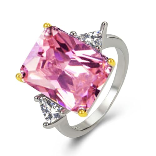 Gu Feng Baguette Kristall Ring 10ct Oversize Kristall Rosa Kristall Ehering von Gu Feng