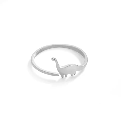 Dinosaurier Ring Edelstahl Niedlicher Brachiosaurus Offene Verstellbare Fingerringe Tierschmuck Geburtstagsgeschenk für Frauen von Gu Feng
