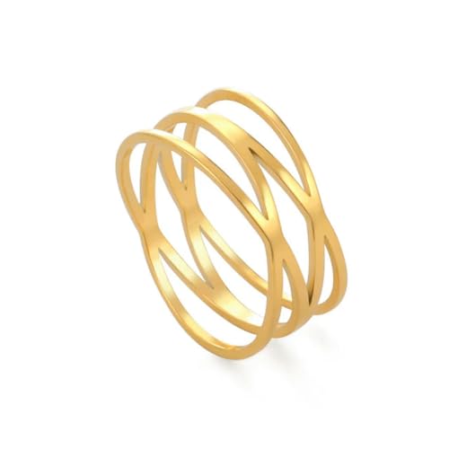 Gu Feng Edelstahl Doppelkreuzringe für Frauen Klassische Fingerringe Mode Hochzeitsschmuck von Gu Feng