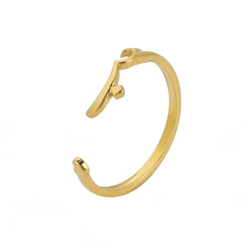 Gu Feng Edelstahl Herz Arabischer Ring Goldfarbe Verstellbare Fingerringe Liebe Muslimischer Islamischer Schmuck Hochzeitsgeschenk für Frauen von Gu Feng