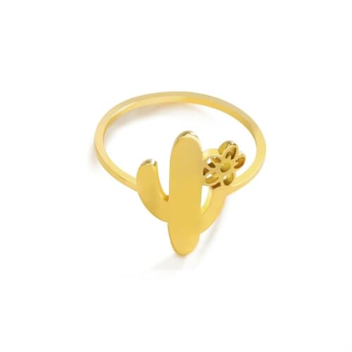 Gu Feng Einfacher Kaktus Ring Frauen Mädchen Edelstahl niedliche minimalistische Fingerringe Mode Pflanze Schmuck Geburtstagsgeschenk von Gu Feng