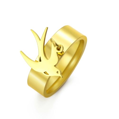 Gu Feng Französisch Vintage Hof Edelstahl Ringe Mode Nische Schwalbe Ring von Gu Feng