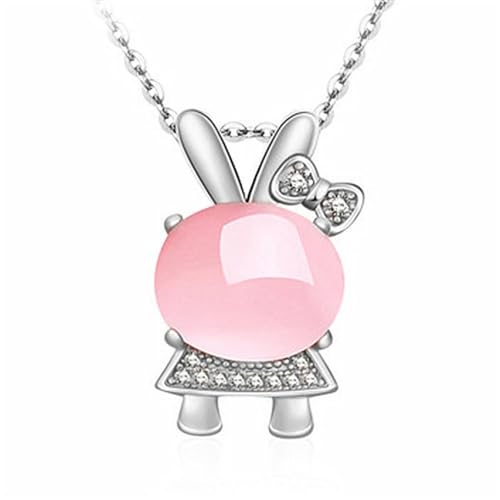 Gu Feng Frau Halskette Rosa Niedlicher Hase Anhänger Kristallschmuck Set von Gu Feng