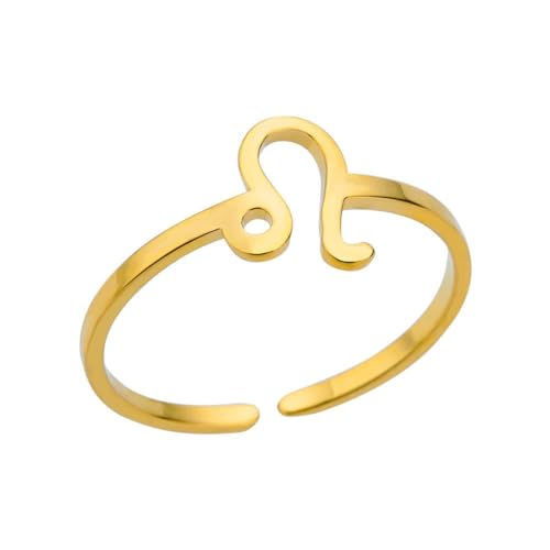 Gu Feng Frauen-Sternzeichen-Ringe Edelstahl 12 Sternbild Offener Ring Stier Krebs Widder Löwe Jungfrau Zwillinge Waage Geburtstagsgeschenk von Gu Feng